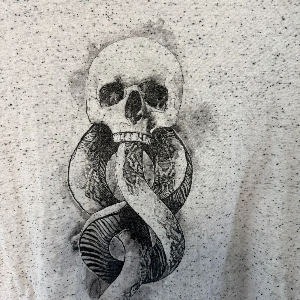 Harry Potter Womens Dark Mark T-Shirt Death Eaters Skull & Snake Graphic XL Gray
